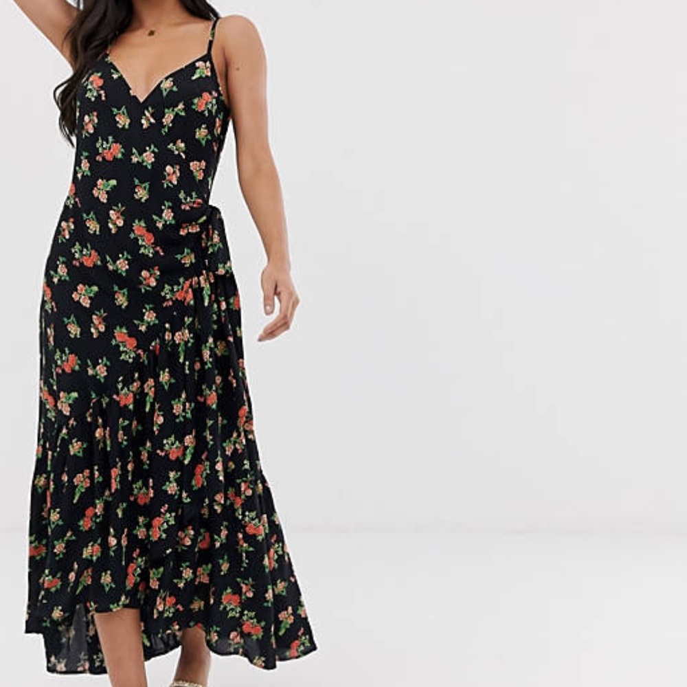 Y.A.S Wrap Detail Floral Midi Dress - XL